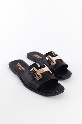 دمپائی مشکی زنانه چرم مصنوعی Capone Outfitters - کد 768169689