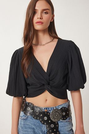 بلوز مشکی زنانه ساده Happiness İstanbul - کد 924300572