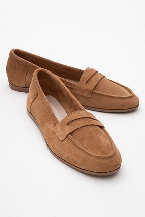 کفش لوفر قهوه ای زنانه چرم خالص luvishoes - کد 50609247