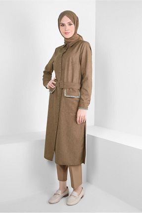تونیک حجاب قهوه ای زنانه پلی استر Alvina - کد 790165357