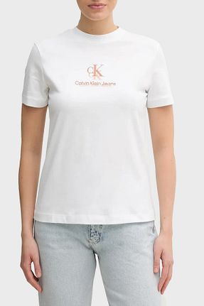 تیشرت سفید زنانه رگولار Calvin Klein - کد 924295424