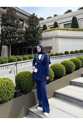 ست بالاتنه و پائین تنه حجاب سرمه ای گشاد Melike Tatar - کد 923636119