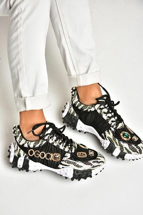 کفش اسنیکر مشکی زنانه بند دار Fox Shoes - کد 923649232