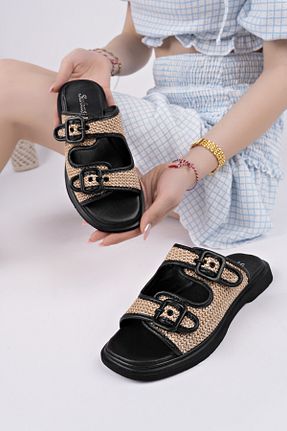 دمپائی مشکی زنانه چرم مصنوعی Muggo - کد 917546411