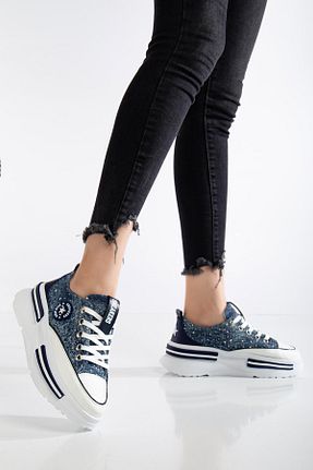 کفش اسنیکر سرمه ای زنانه بند دار SUİNS SHOES - کد 923658055