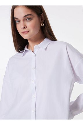 پیراهن سفید زنانه یقه پیراهنی Limon - کد 924307138