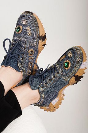 کفش اسنیکر آبی زنانه بند دار Guja - کد 923669639