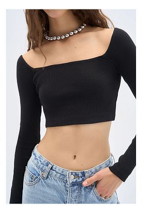 بلوز مشکی زنانه یقه مربعی Wear Three Points - کد 924325186