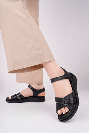 صندل مشکی زنانه پاشنه تخت Deripabuc - کد 922684264