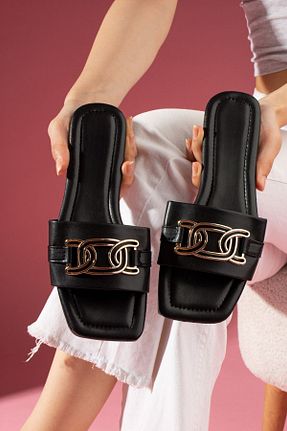 دمپائی مشکی زنانه چرم مصنوعی FUGA MODA - کد 824643319