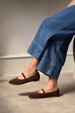 بابت قهوه ای زنانه چرم خالص NİŞANTAŞI SHOES - کد 922160262