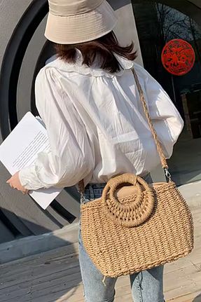 کیف دوشی قهوه ای زنانه حصیر FASHION COCKTAIL - کد 923722189
