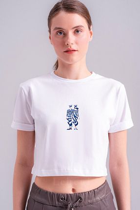 تیشرت سفید زنانه کراپ Lebeni - کد 847336779