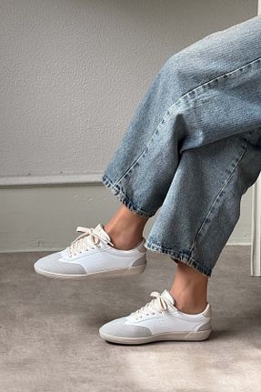 کفش اسنیکر سفید زنانه بند دار NİŞANTAŞI SHOES - کد 922779716