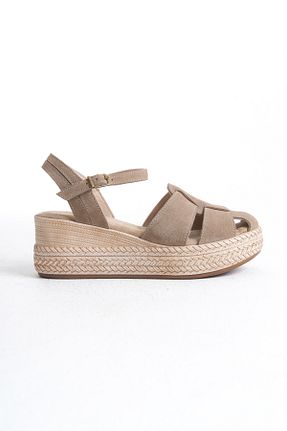صندل بژ زنانه پاشنه پر Elile Shoes - کد 923756720