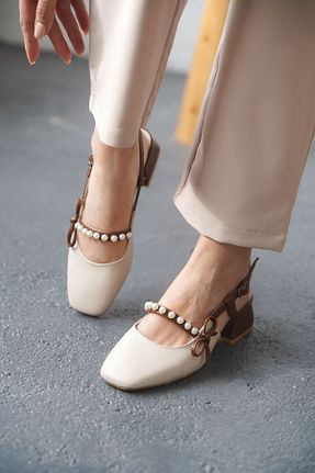 کفش پاشنه بلند کلاسیک بژ زنانه چرم مصنوعی GOFFSHOES - کد 923753693