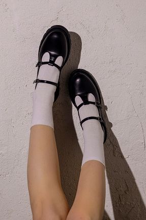 کفش آکسفورد مشکی زنانه چرم مصنوعی MYPOPPİSHOES - کد 923762674