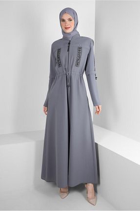 مانتو بلند حجاب طوسی زنانه Alvina - کد 805950523