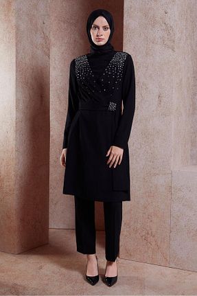 ست بالاتنه و پائین تنه حجاب مشکی زنانه رگولار Alvina - کد 842074097