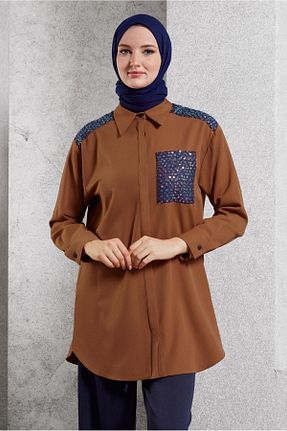 تونیک حجاب قهوه ای زنانه پلی استر Alvina - کد 869229700