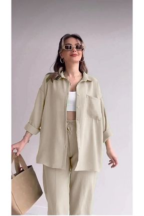 ست بالاتنه و پائین تنه نباتی زنانه بافتنی ZF BUTİK - کد 923778570