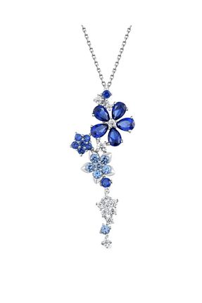 گردنبند نقره آبی زنانه 925 عیار Brezza Lusso Jewelry - کد 793062459