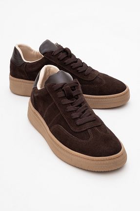 کفش اسنیکر قهوه ای زنانه چرم اصل luvishoes - کد 923824978