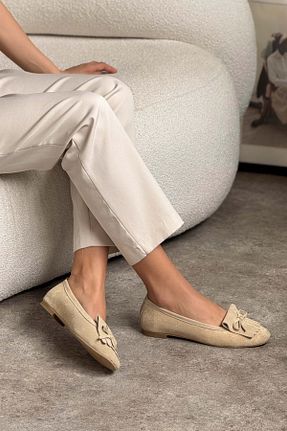 بابت بژ زنانه چرم خالص NİŞANTAŞI SHOES - کد 923531184
