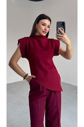 بلوز زرشکی زنانه ساده Cappmoda - کد 923848405