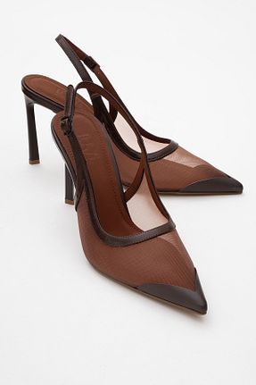 کفش استایلیتو قهوه ای پاشنه نازک luvishoes - کد 923851059