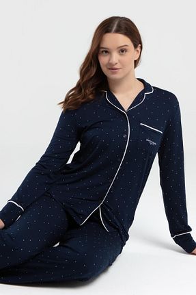 ست لباس راحتی سرمه ای زنانه Puantiyeli Pierre Cardin - کد 923852405
