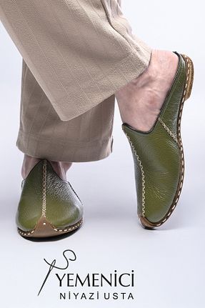 دمپائی سبز مردانه چرم خالص YEMENİCİ NİYAZİ USTA - کد 929605762