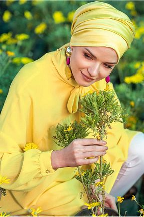 تونیک حجاب زرد زنانه پلی استر Alvina - کد 874939621