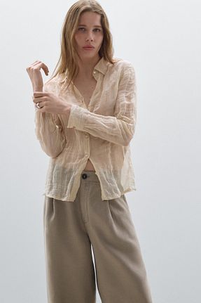 شلوار بژ زنانه کتان Massimo Dutti - کد 921156405