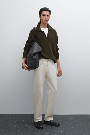 شلوار جین بژ مردانه پاچه ساده Massimo Dutti - کد 888250421