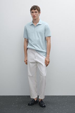 پولوشرت آبی مردانه پنبه ای Massimo Dutti - کد 902914479