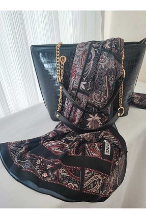 روسری زرشکی پلی استر Karaca - کد 923906172