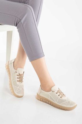 کفش کژوال بژ زنانه چرم خالص AYAKKABİSEPETİ - کد 923923178