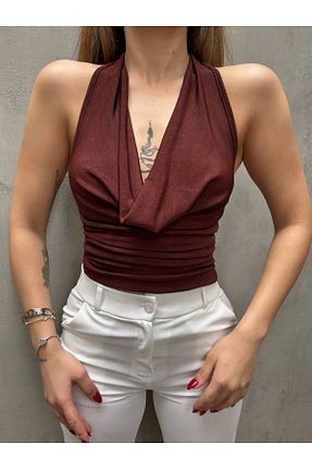 بادی قهوه ای زنانه یقه دوچرخه DENİKK - کد 923947750
