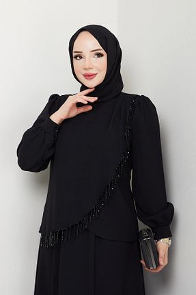 ست بالاتنه و پائین تنه حجاب مشکی زنانه Çan Tesettür LARİM - کد 923958568