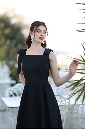 لباس مجلسی و فارغ التحصیلی مشکی زنانه ساتن AYŞEYAMAÇLI - کد 923976435