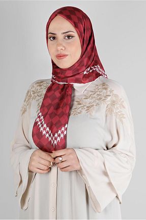 روسری زرشکی پلی استر Alvina - کد 801113865
