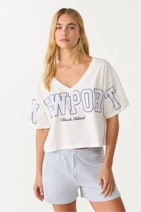 تیشرت آبی زنانه Loose Stradivarius - کد 923988700