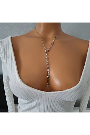 گردنبند جواهر رنگی زنانه رودیوم Tasarım - کد 924041863