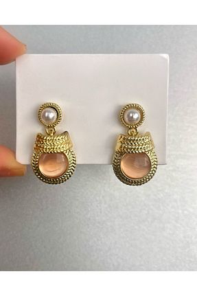 گوشواره جواهر صورتی مروارید Bijou Luz - کد 924056277