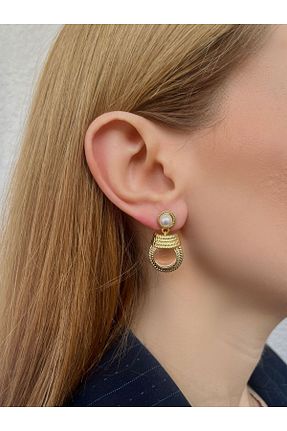 گوشواره جواهر صورتی مروارید Bijou Luz - کد 924056277