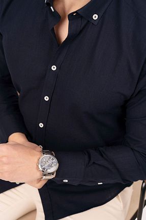 پیراهن سرمه ای مردانه رگولار Etikmen - کد 269462951