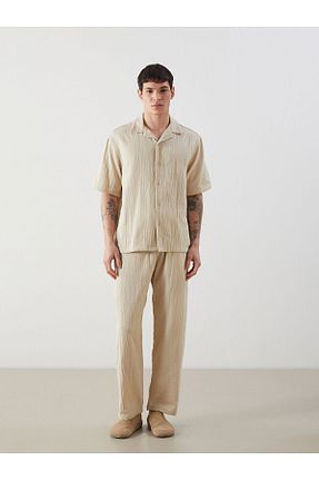 پیراهن زرشکی مردانه یقه ساحلی LC Waikiki - کد 931536565