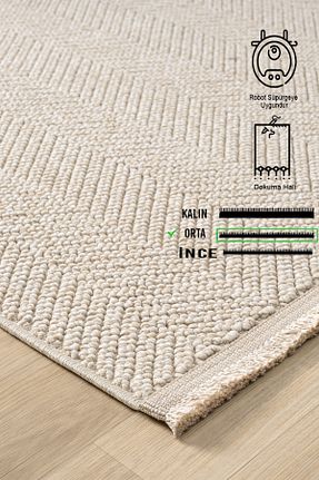فرش بژ آنتی باکتریال SİMEREV HALI HOME CONSEPT - کد 924086041