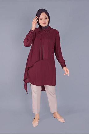 تونیک حجاب زرشکی زنانه پلی استر Alvina - کد 873174639